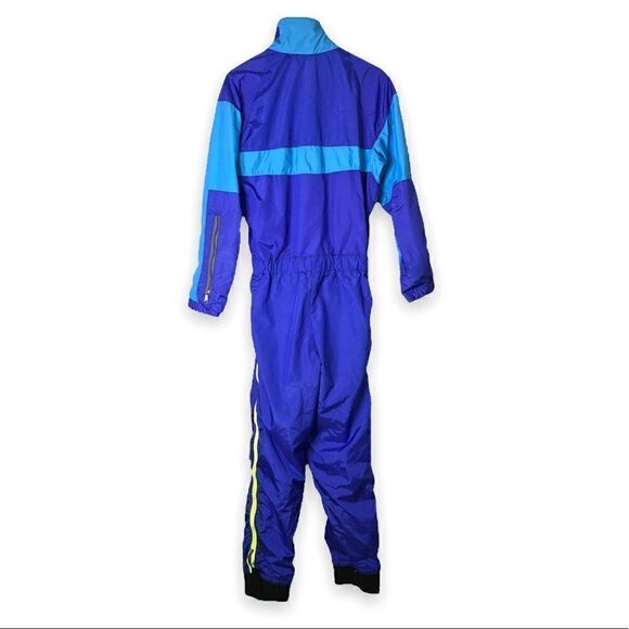 Vintage WILD THINGS Ski Snow Suit in Blue and Neon Yellow - Picture 14 of 15